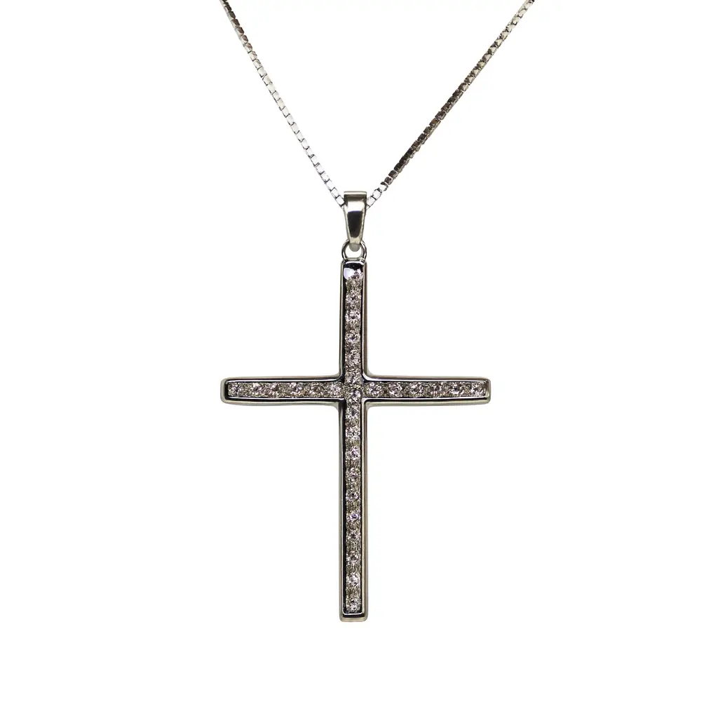 A white gold diamond cross pendants