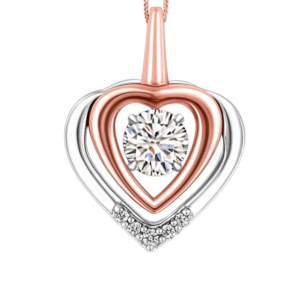 A white and rose gold pendant with 6 diamonds