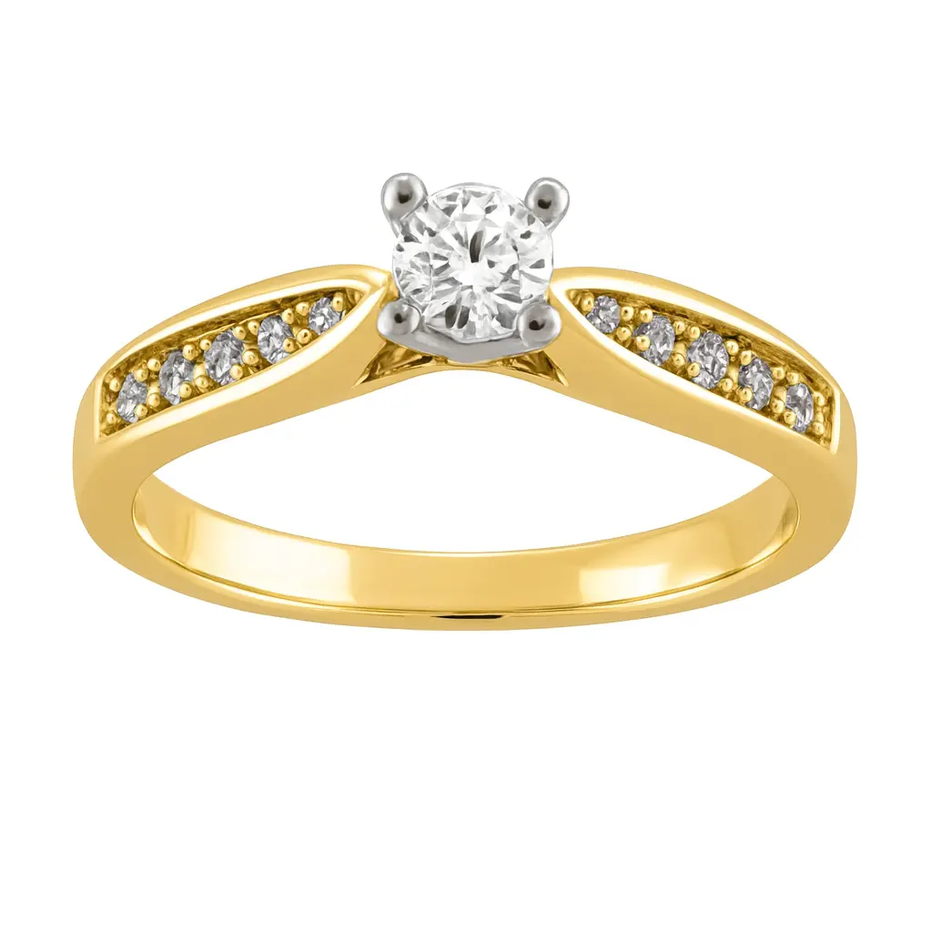 A yellow gold diamond engagement ring