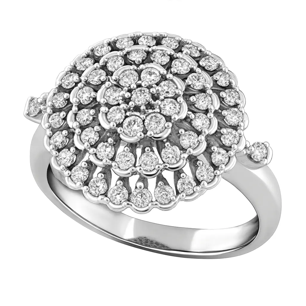 A white gold cluster diamond ring