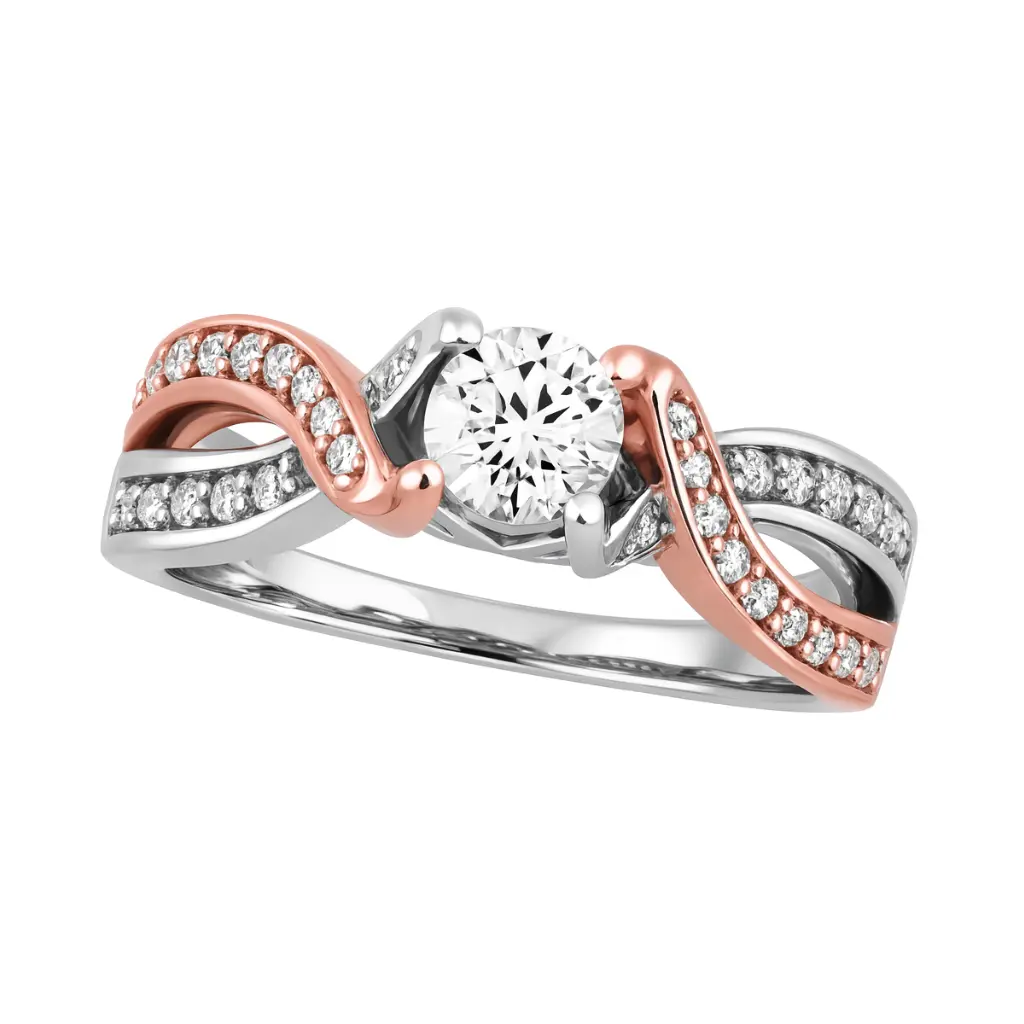 A white & rose gold diamond ring
