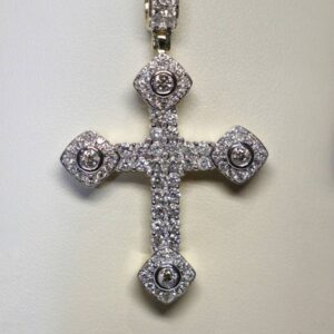 14K YG+DIAMOND CROSS PENDANT